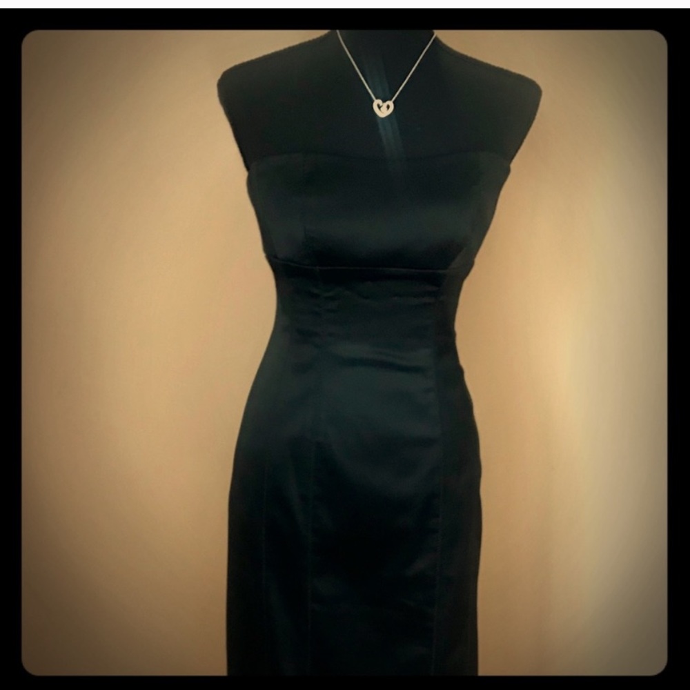 Bebe satin strapless midi dress